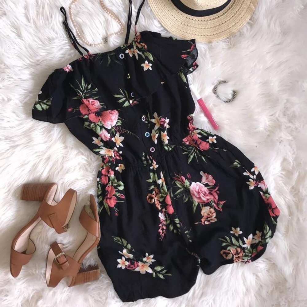 Black Floral romper